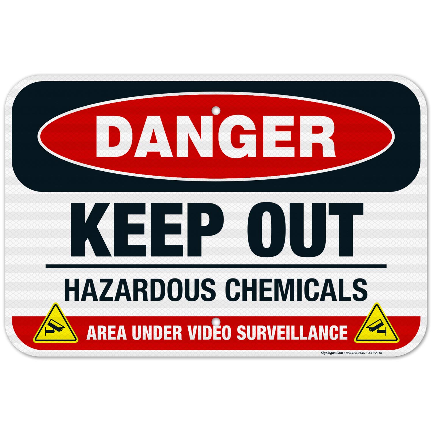 OSHA Approved Keep Out Hazardous Chemicals Sign - 12x18 Inch Reflective Aluminum Safety Sign for Industrial & Warehouse Use - 3M EGP .063 Fade Resistant Material - Indoor/Outdoor Warning Sign Made in USA - Perfect for Chemical Storage Areas, Factories & Construction Sites