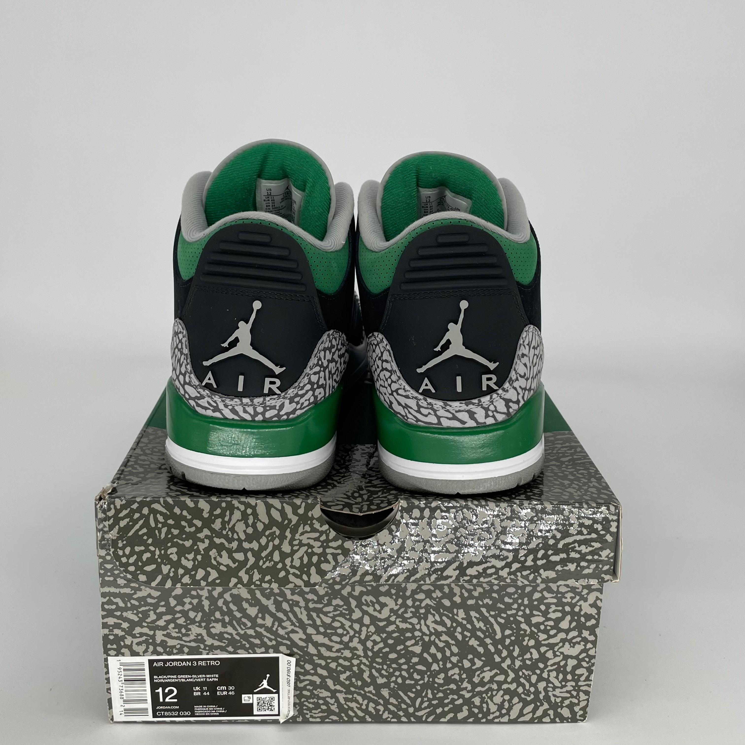 AIR JORDAN 3 Retro Pine Green Men's Basketball Shoes Size 12 - CT8532-030 - Perfect for Streetwear & Sneaker Collection