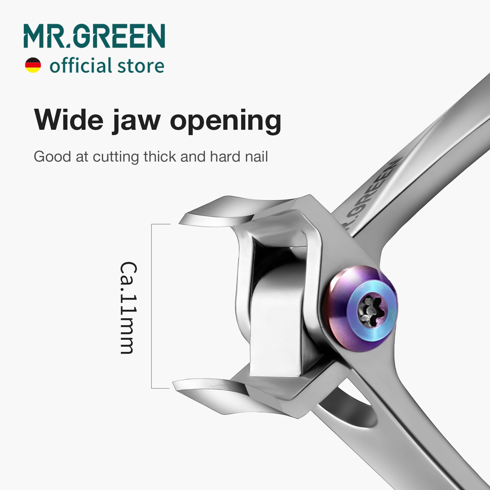 MR.GREEN Wide Jaw Stainless Steel Nail Clippers - Heavy Duty Toenail Cutter for Thick Nails, Professional Manicure & Pedicure Tool (Large Size) - Perfect for Home Grooming, Travel & Salon Use