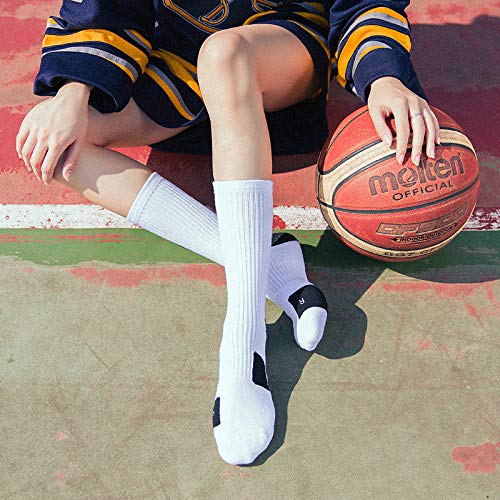 Best Basketball Socks for Men & Women - 4 Pack Thick Compression Crew Socks for Running, Sports & Outdoor Activities - Moisture Wicking Athletic Socks for Gym, Training & Basketball Games