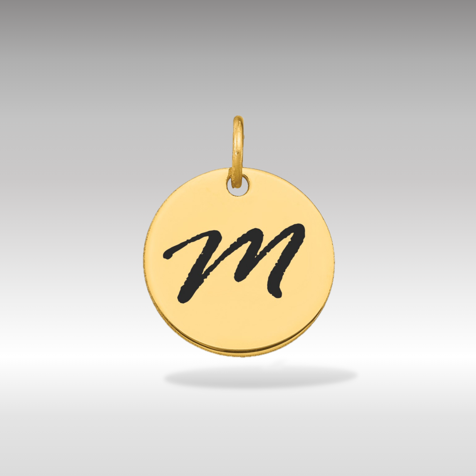 Gold Script Letter 'M' Circular Charm - Elegant Initial Pendant Necklace for Women (Model YC1436M) | Perfect for Gifts, Birthdays, Anniversaries & Everyday Jewelry