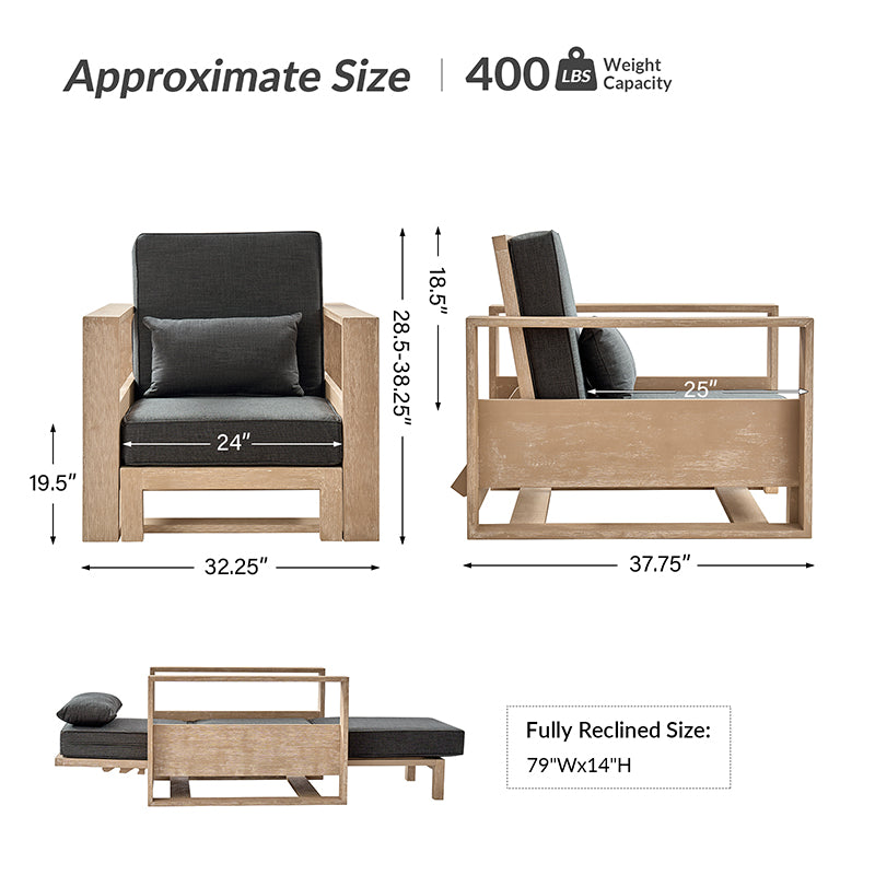 Enrico Adjustable Backrest Chaise Lounge - Ergonomic Outdoor Patio Furniture for Poolside, Garden & Relaxation