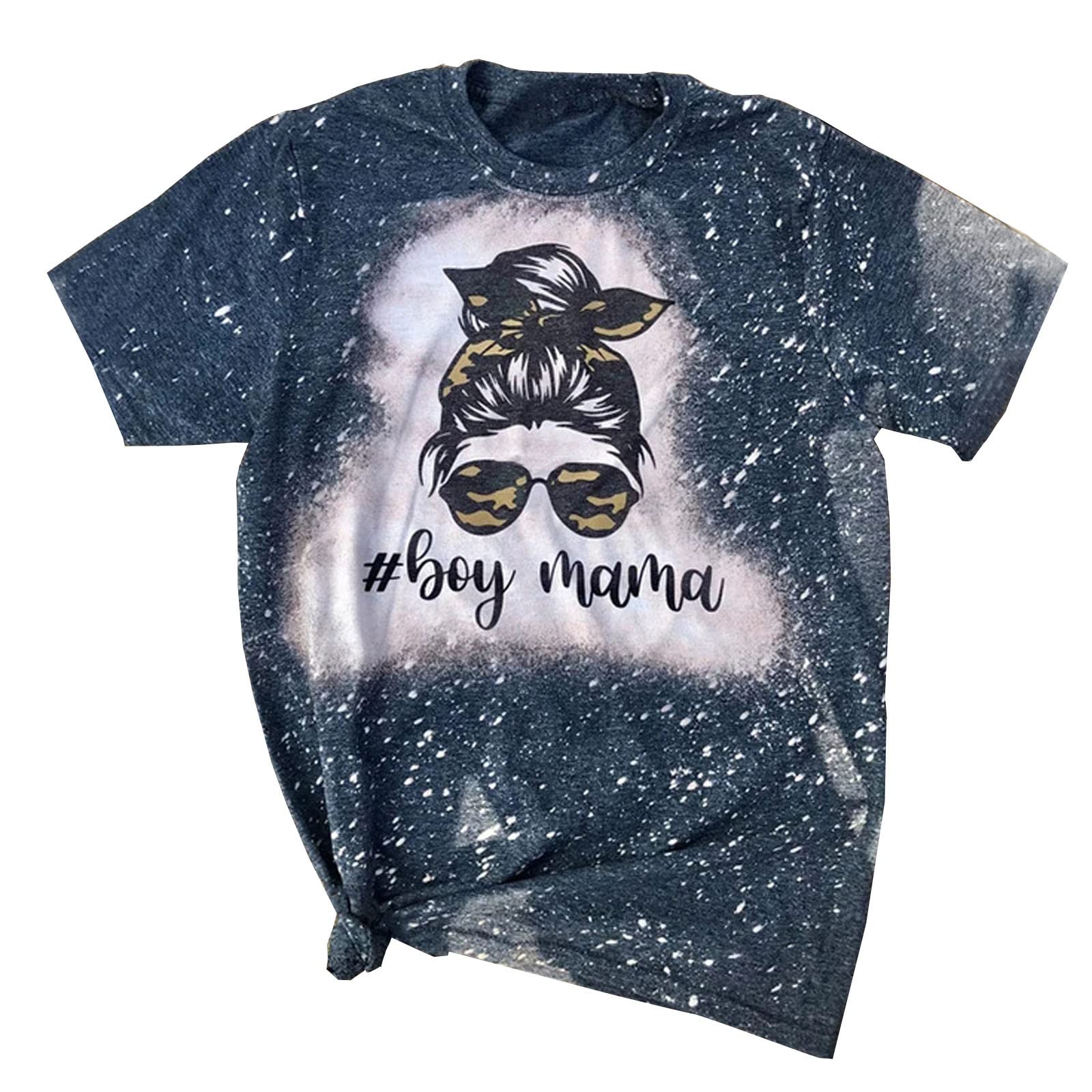 Women's Tie Dye Baseball Mom T-Shirt - Soft Cotton Short Sleeve Bleached Graphic Tee with Distressed Letter Print | Perfect for Softball Games, Mother's Day Gifts & Casual Summer Outfits
