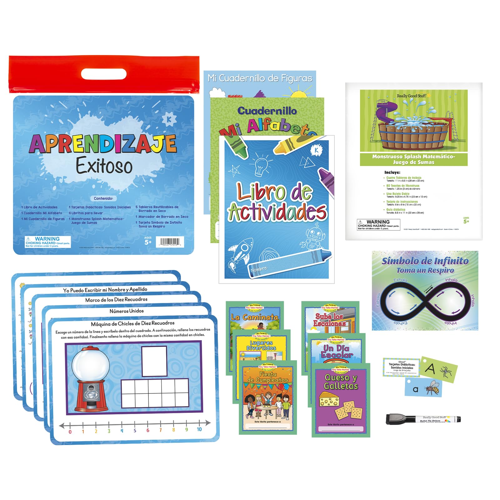 Really Good Stuff Learning Success: Kindergarten - Reading, Math & SEL Activities | Spanish-English Bilingual Educational Kit for Kids | Perfect for Homeschooling & Classroom Learning