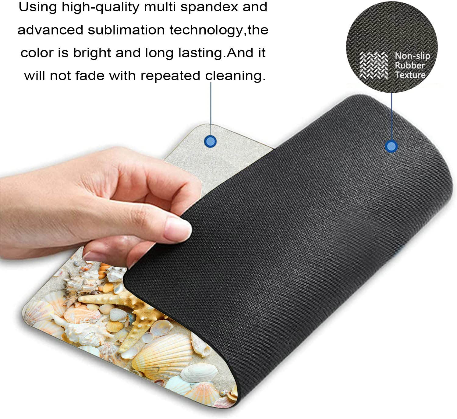 Non-Slip Starfish Mouse Pad with Colorful Seashells Design - Custom Rubber Base Computer Mousepad for Wireless Mouse - Perfect for Office, Gaming & Home Workspace