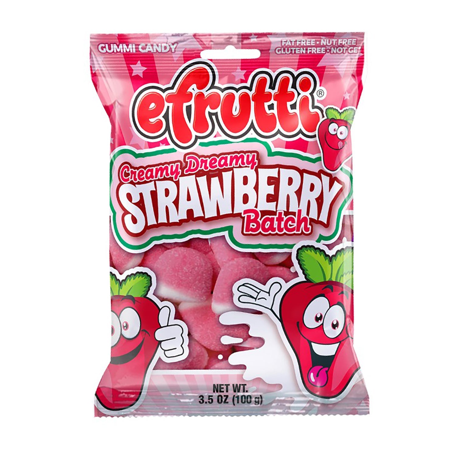 Efrutti Gummy Strawberry Candy - 3.5oz Bags, 12 Count Case - Perfect for Parties, Snacking & Office Treats