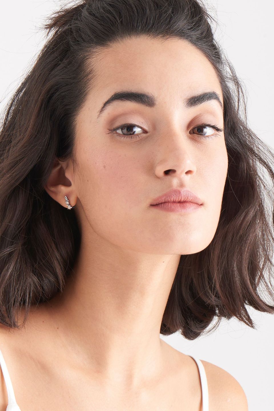 Glow Getter Crystal Cluster Silver Huggie Earrings for Women - Minimalist Hoop Earrings for Everyday Wear, Date Night & Special Occasions