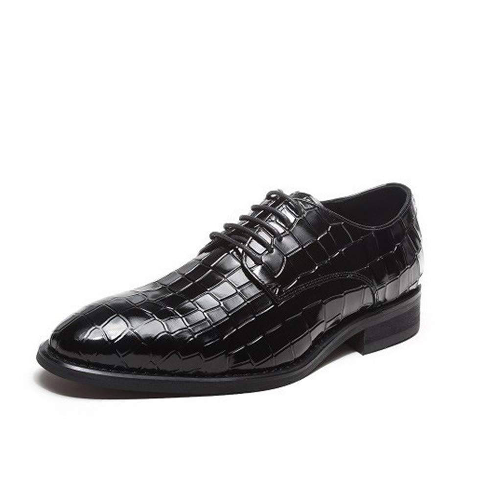 Premium Men's Lace-Up Derby Dress Shoes - Genuine Leather Crocodile Embossed Slip-Resistant Rubber Sole for Wedding, Business & Formal Occasions | Elegant Office Wear & Special Event Footwear