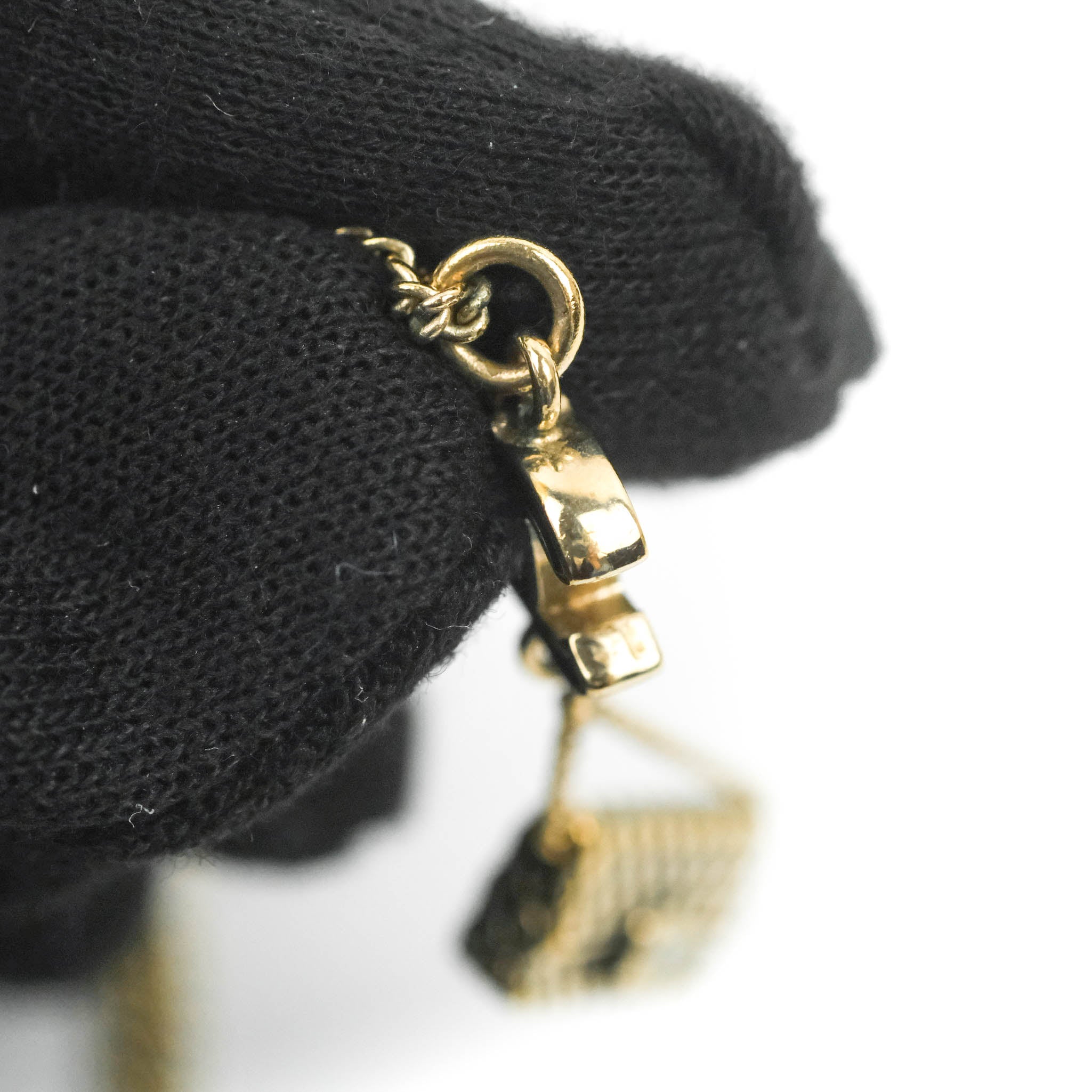 Chanel CC Black Enamel Flap Bag Charm Pendant Necklace in Gold Tone - Elegant Jewelry Gift for Women, Perfect for Parties, Date Nights & Special Occasions