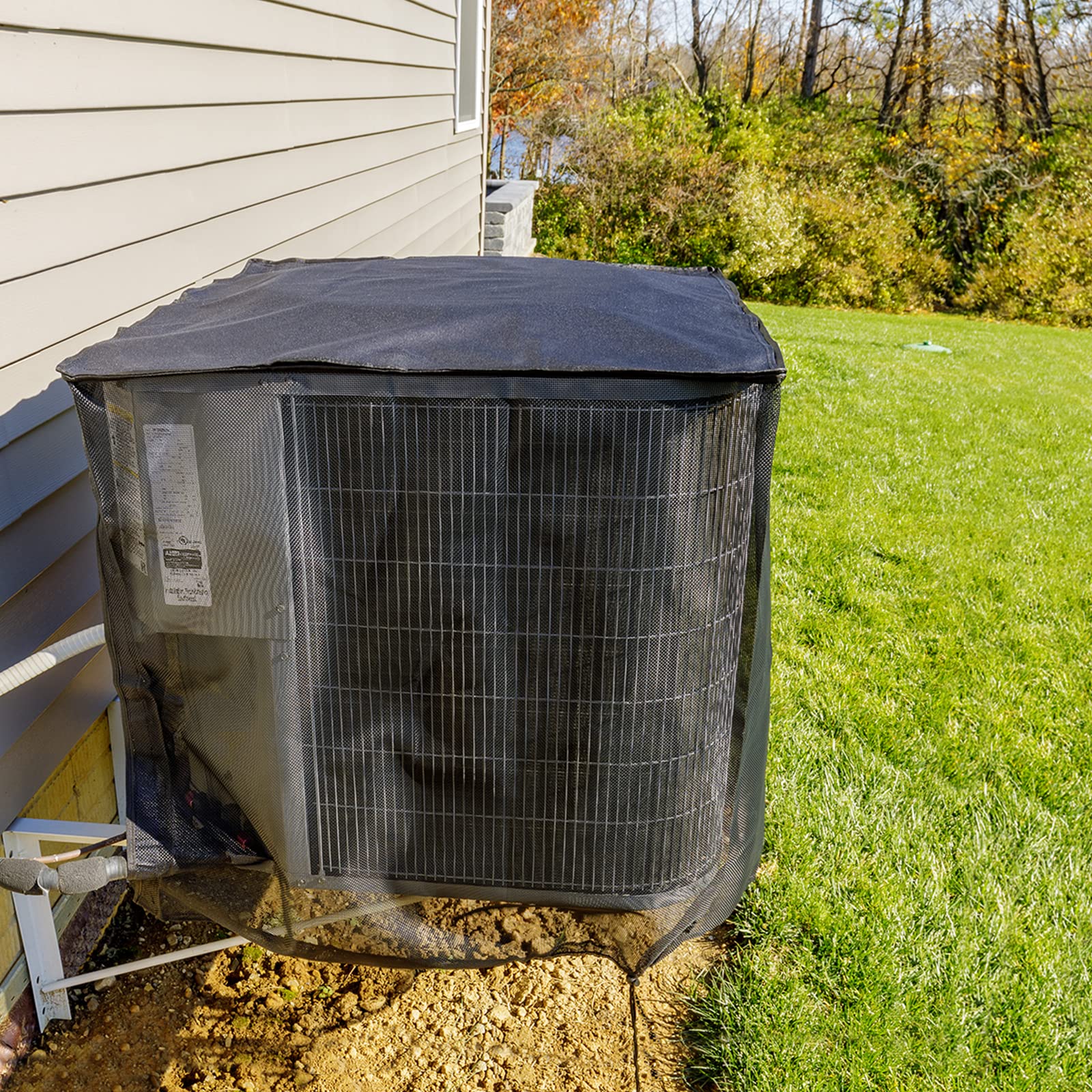 Breathable All-Season Air Conditioner Cover with Detachable Waterproof Top - 28 x 28 x 32 Inch Full Mesh AC Unit Protector for Leaves, Weeds, Cottonwood & Debris - Perfect for Outdoor Central AC Protection in Winter & Summer