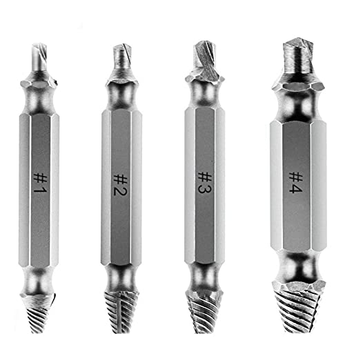 4PCS Double-Sided Drill Bit Screw Extractor Set - Broken Bolt & Stud Remover Tool for Damaged Screws (With Box) - Perfect for DIY Repairs, Automotive Maintenance & Home Improvement Projects