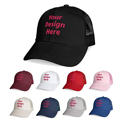 Custom Baseball Caps for Men & Kids - Personalized Trucker Hats with Logo Maker - Black Adjustable Snapback Hats for Sports, Outdoor Activities & Casual Wear