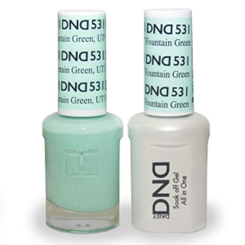 DND 531 Fountain Green Gel & Matching Nail Polish Set - UV/LED Soak Off Gel & Lacquer Duo for Salon & Home Manicures