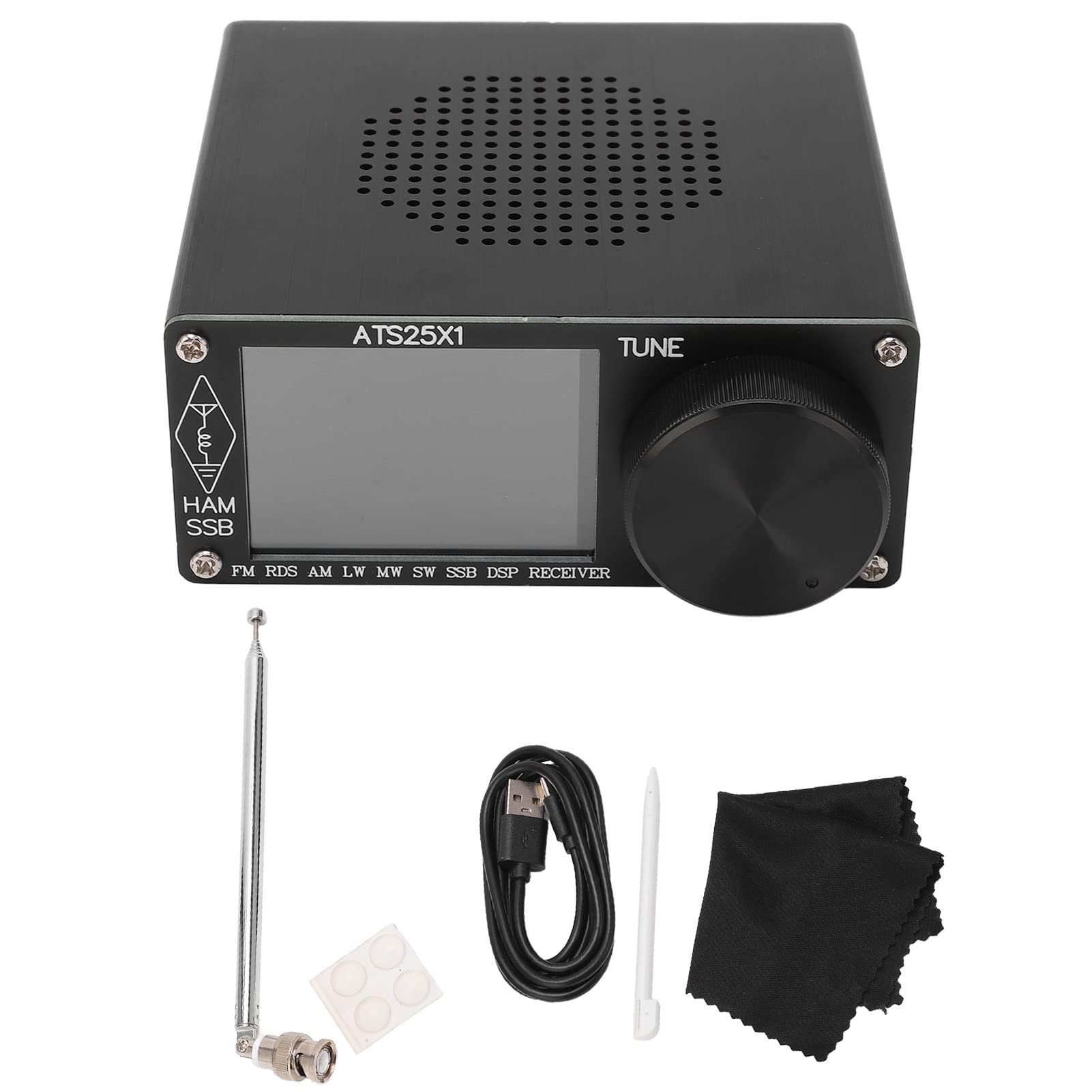 ATS25X1 Full Band Radio Receiver - Portable Aluminum Alloy AM/FM Radio with 2.4 Inch Color Touch Screen & Multiple Interface Support - Perfect for Outdoor Adventures, Emergency Preparedness, and Home Use