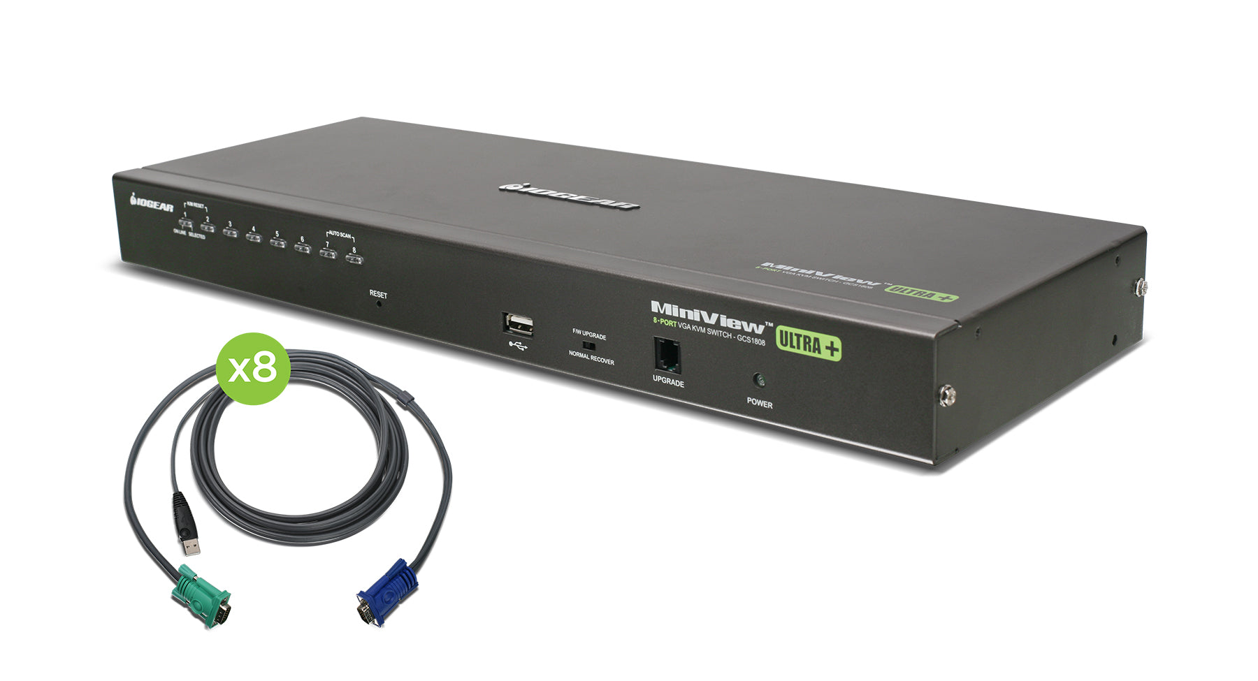 8 Port USB PS/2 Combo VGA KVM Switch with Cables - Multi-Computer Control for Office, Home & Data Center - Seamlessly Switch Between 8 PCs with USB & PS/2 Devices