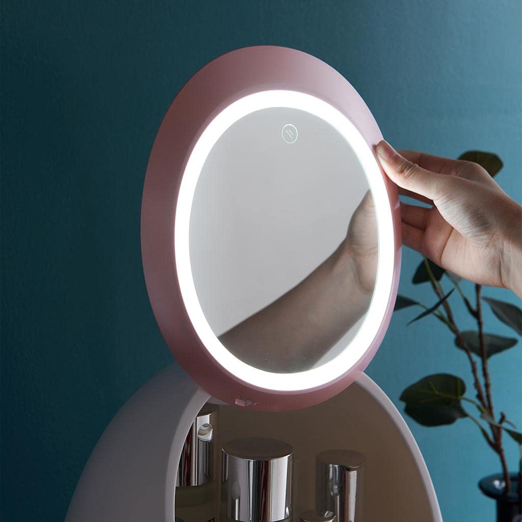 VMS INDIA Makeup Organizer with LED Mirror - Cosmetic Storage Display Case for Vanity, Bathroom & Travel - Perfect for Makeup Artists & Beauty Enthusiasts