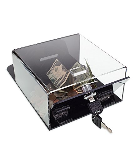 Premium Clear Acrylic Donation Box - Wall Mount or Countertop Collection Box for Cash, Tickets & Donations - Ideal for Churches, Events & Retail Stores
