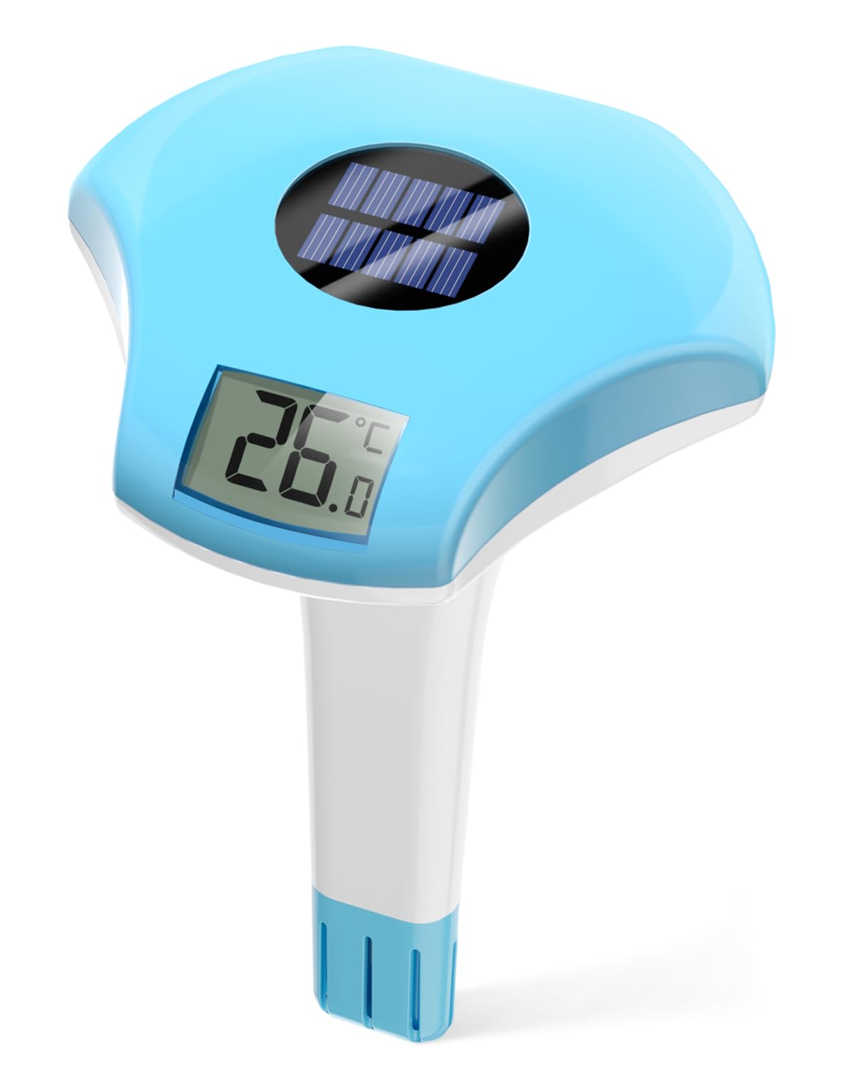BALDR Digital Pool Thermometer Floating - Easy Read Solar Thermometer with Large Display, IPX8 Waterproof, ±1.8℉ Accuracy for Hot Tubs, Cold Plunge Pools, Swimming Pools, Spas & Backyard Water Features (Blue)