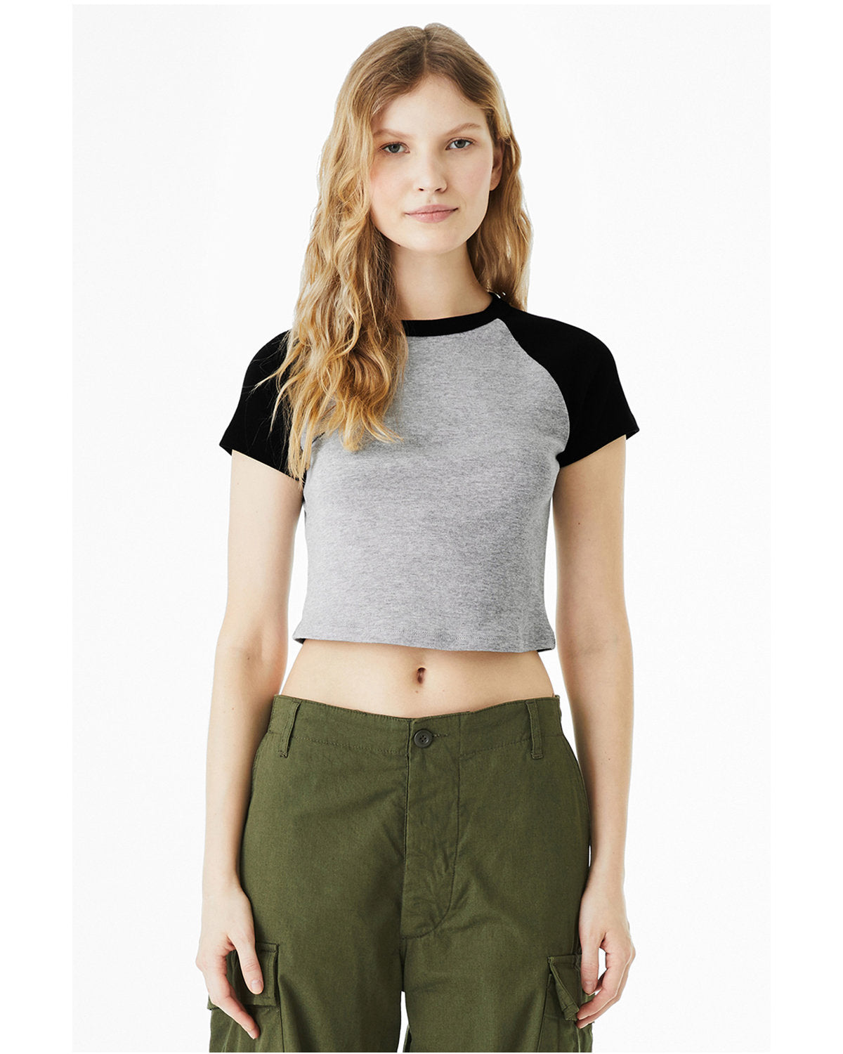 Bella + Canvas 1201 Women's Micro Ribbed Raglan Baby Tee - Soft Comfort Fit Short Sleeve T-Shirt for Casual Wear, Gym, and Everyday Outfits
