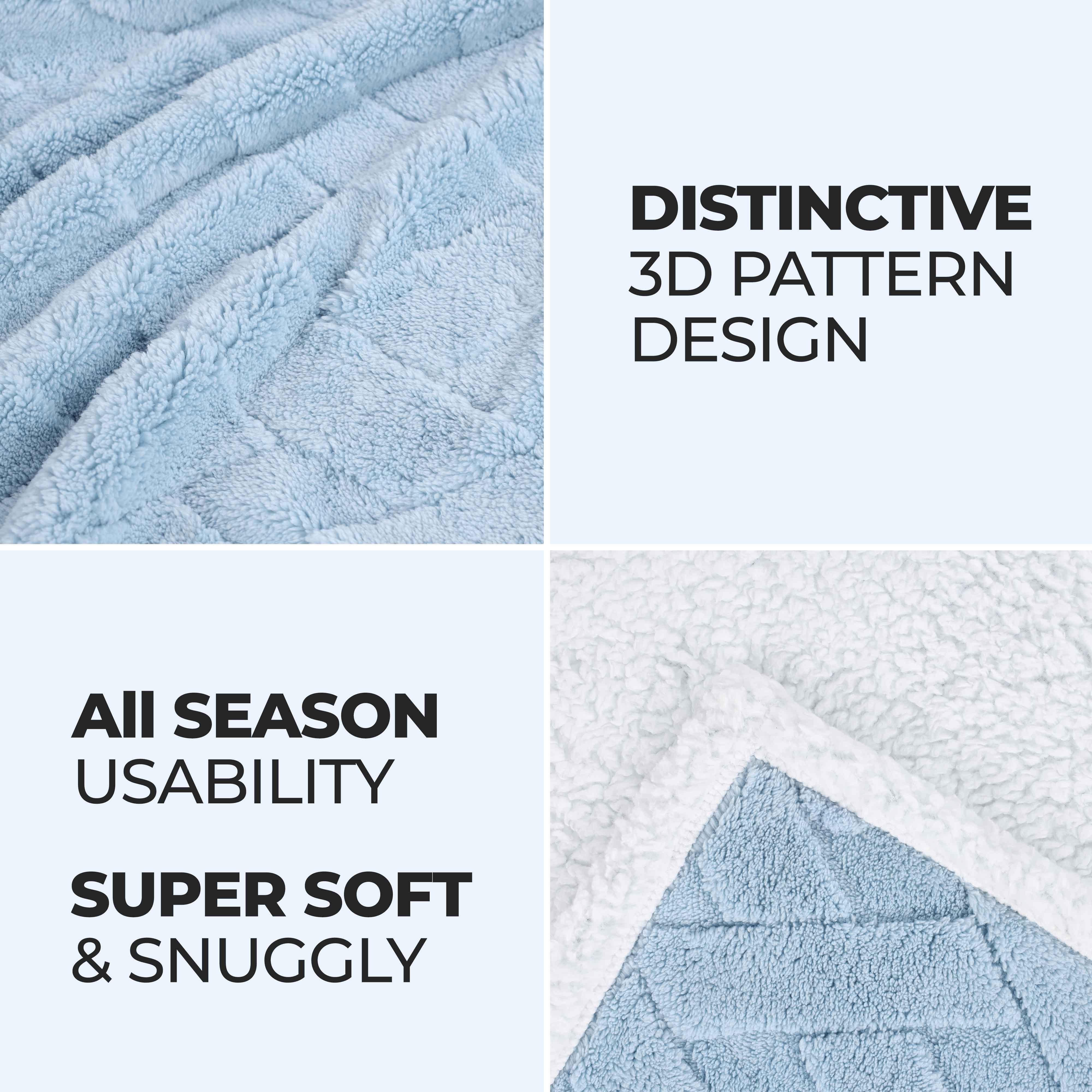 Nuuk Reversible Jacquard Lattice Plush Sherpa Fleece Blanket - Ultra Soft & Warm Winter Throw for Couch, Bed & Travel - Cozy Home Decor Gift for Christmas & Cold Weather