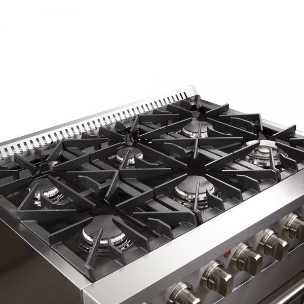 Forno Galiano Gold Professional 36-Inch 5.36 cu. ft. Freestanding Dual Fuel Range - Gas Stove & Electric Oven in Stainless Steel (FFSGS6156 36) | Perfect for Home Chefs & Modern Kitchens