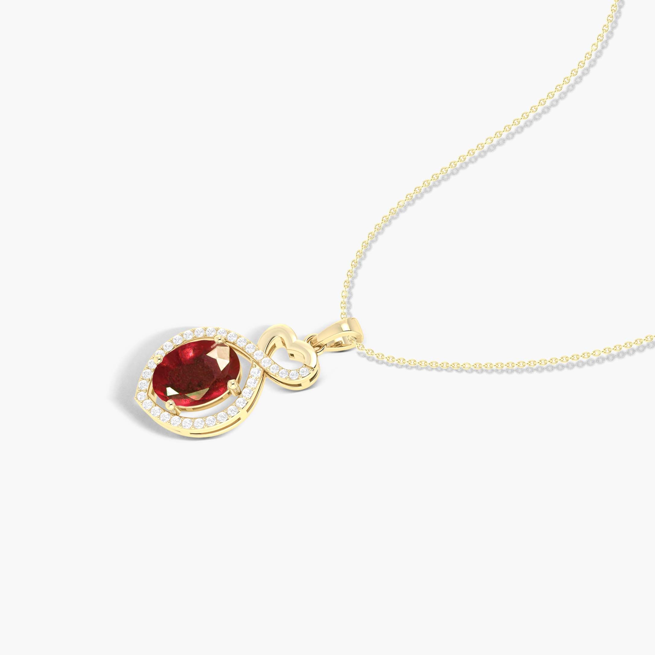 Natural Ruby Mini Heart Pendant Necklace for Women - 14K Gold Plated Chain - Elegant Gift for Valentine's Day, Anniversary & Special Occasions