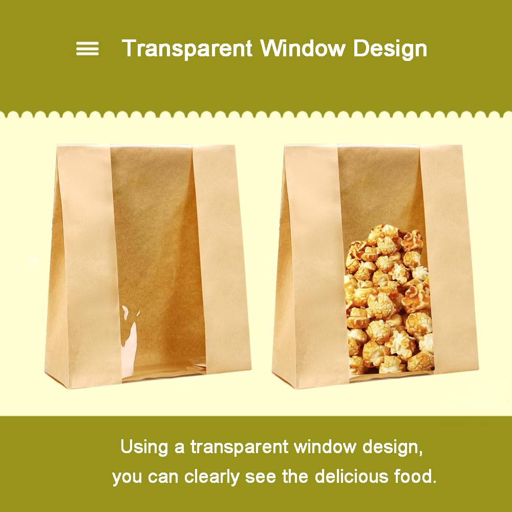 50 Pack Sourdough Bread Bags with Clear Window & Sealing Stickers - 13.7x8.2x3.5 inch Reusable Bread Storage Bags for Homemade Bread, Bakery, Gifts & Farmers Market - Eco-Friendly Food Packaging