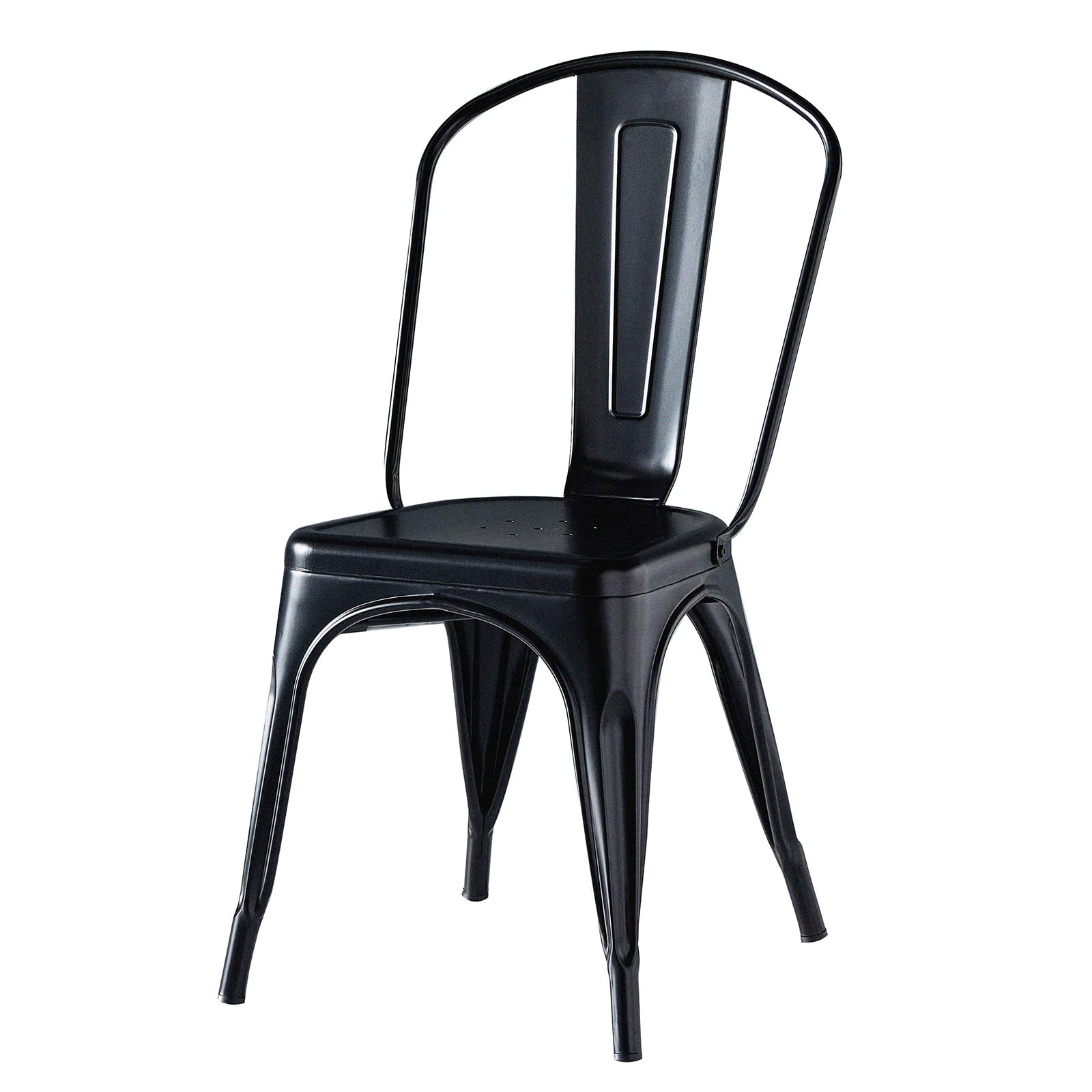 Hironpal 4-Pack Stackable Metal Dining Chairs with Detachable Backrest - Matte Black Tolix Style Chairs for Kitchen, Dining Room, Bistro & Cafe | Indoor & Outdoor Use, Commercial & Home Decor