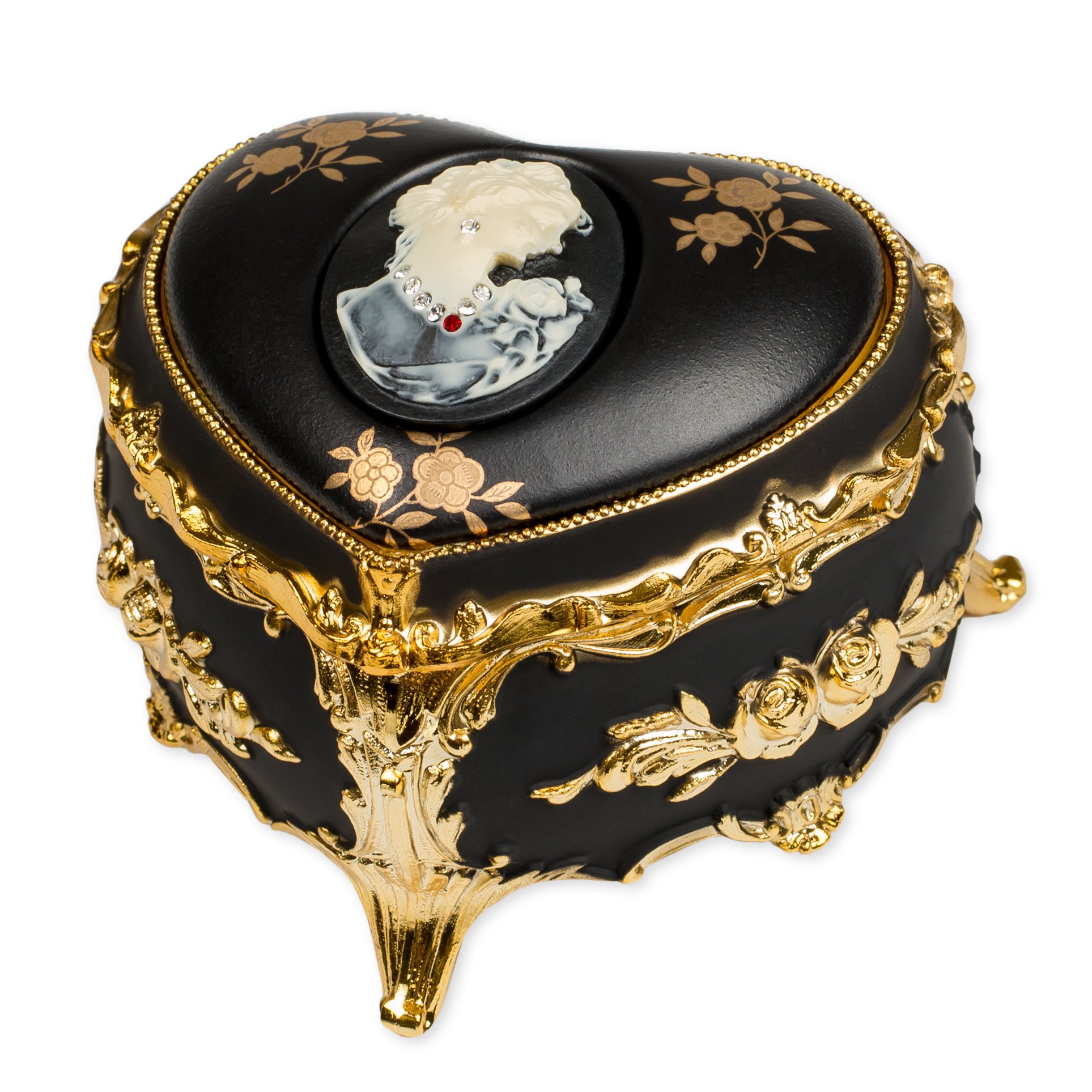Heart-Shaped Cameo Music Jewelry Box with Sparkling Austrian Crystals - Plays 'My Heart Will Go On' - Perfect for Romantic Gifts, Wedding Anniversaries & Valentine's Day Presents