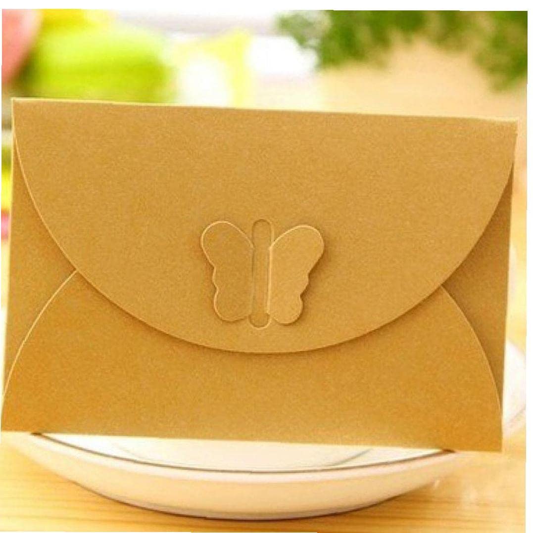 Mini Gift Card Envelopes 20pcs - Kraft Paper with Heart Clasp for Notes & Cards - 3.94x2.76inch - Perfect for Weddings & DIY Gifts