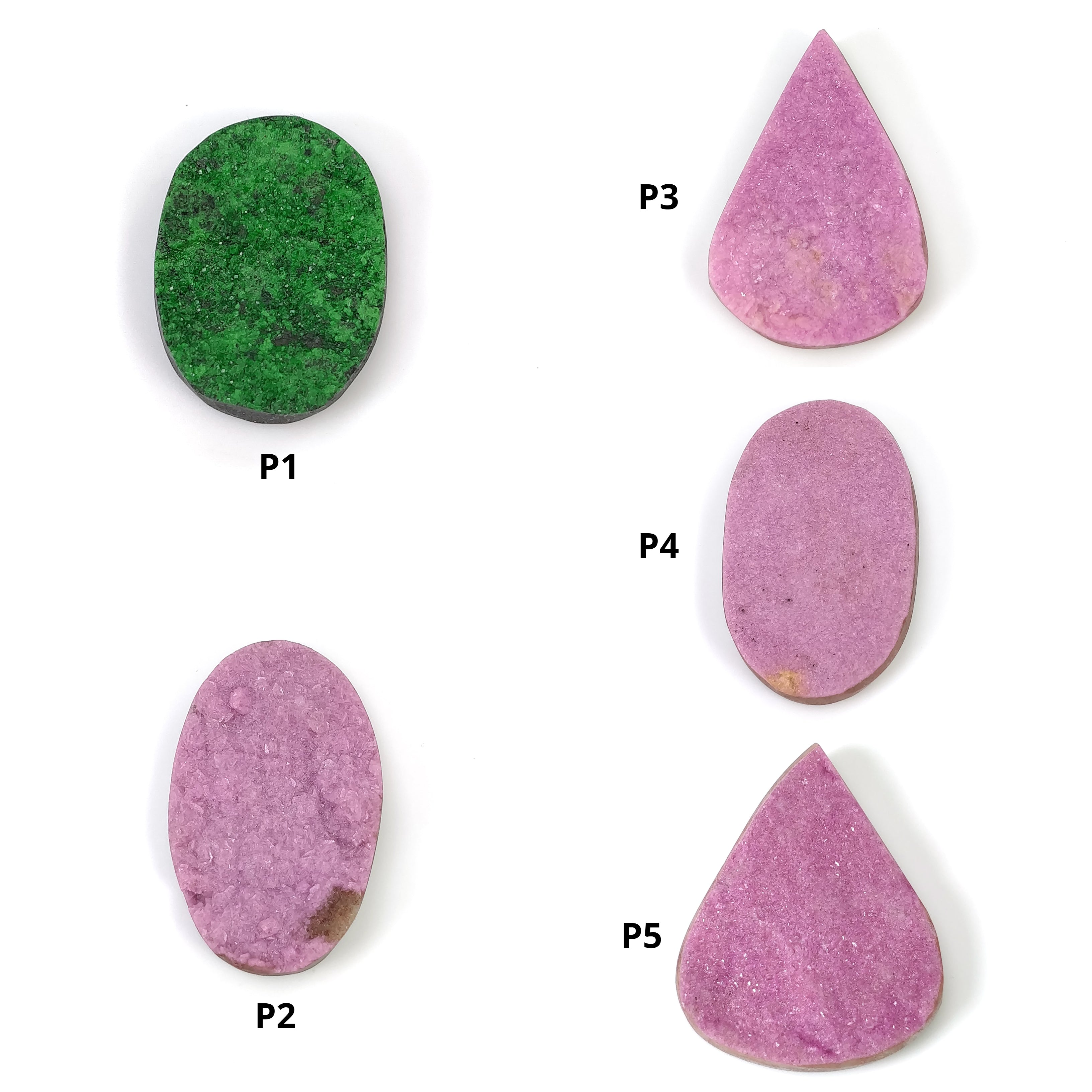 Natural Untreated Rare Pink & Green Druzy Gemstone Pear & Oval Shape (24x18mm & 42x33mm) - Unique Handmade Jewelry Making Supplies for Necklaces, Earrings & DIY Crafts