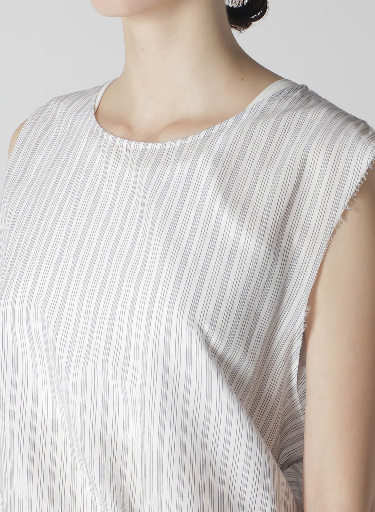 Cotton & Cupro Hard Twisted Dobby Stripe Sleeveless Drape Shirt for Women | Breathable & Stylish Summer Blouse | Perfect for Office Wear, Casual Outings & Special Occasions