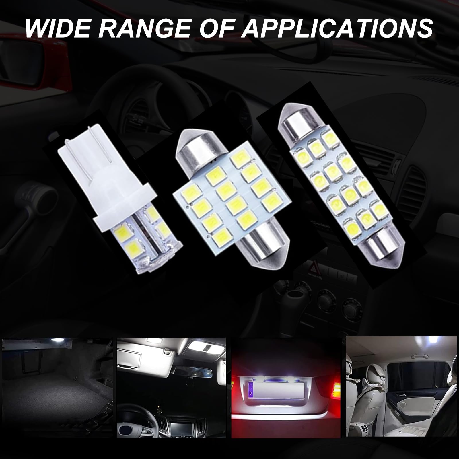 20 PCS T10 LED Bulb Kit - 31mm & 42mm 6000K White Car Interior Lights for Dome, Map, Trunk & License Plate - Perfect for Night Driving & Vehicle Customization