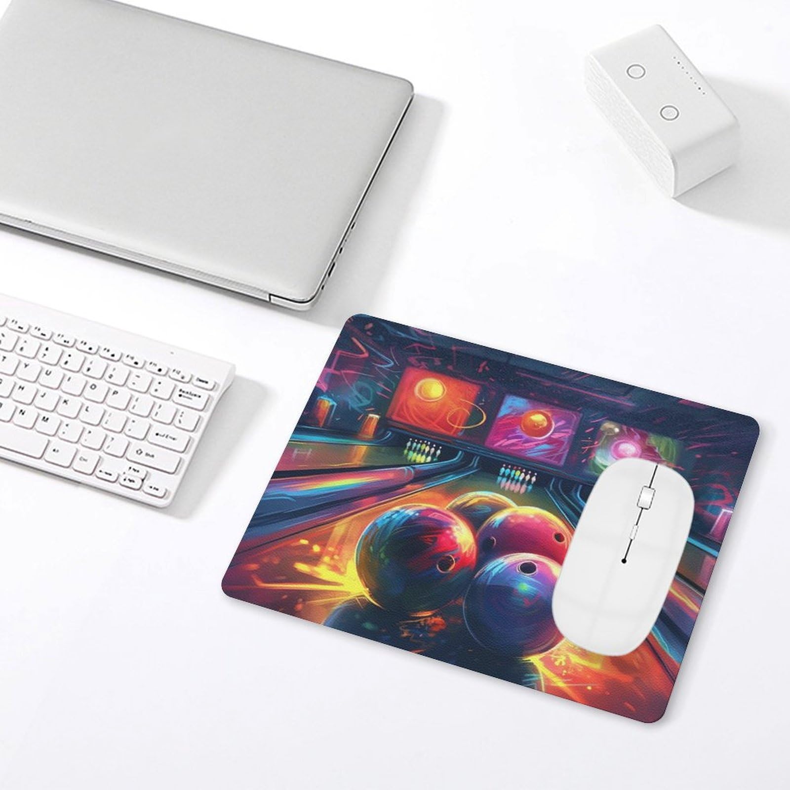 Personalized Leather Mouse Pad with Bowling Balls Design - Anti-Slip Gaming & Office Desk Mat for Computer, Laptop, Home & Work (Perfect Gift for Gamers & Professionals)
