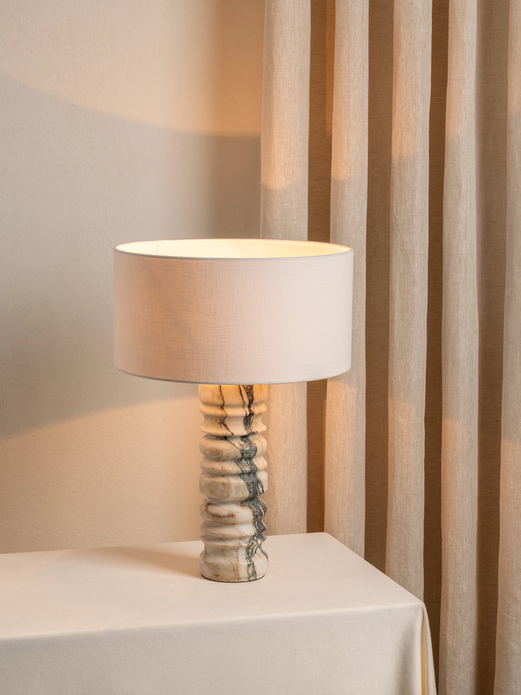 Renee Large Viola Calacatta Marble Table Lamp - Elegant Home Decor for Living Room, Bedroom & Office Lighting