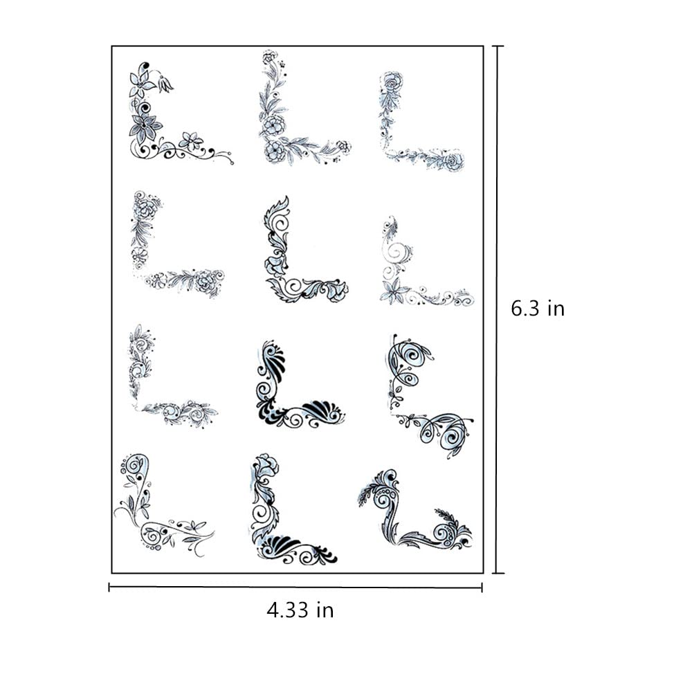 12pcs Corner Lace Flower Clear Stamps for Card Making, DIY Scrapbooking, Embossing & Album Decor - Transparent Silicone Seal Stamps for Beautiful Borders & Craft Projects - Perfect for Wedding Invitations, Journals & Handmade Greeting Cards