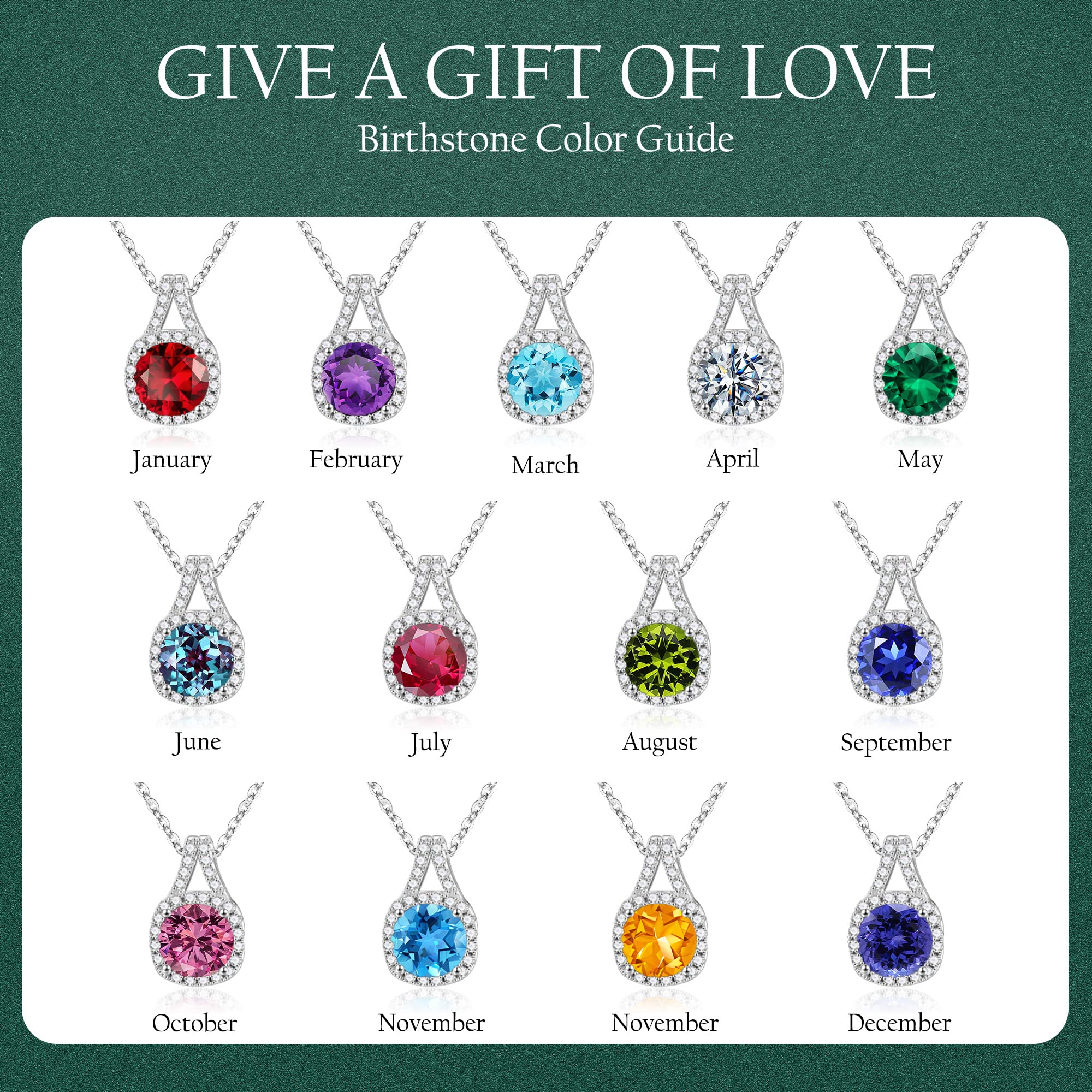 925 Sterling Silver Necklace for Women - Sparkling Birthstone Pendant Jewelry | Elegant Gift for Anniversary, Birthday, Mother's Day | Perfect for Her, Wife, Mom & Best Friend | Ideal for Date Nights, Special Occasions & Everyday Wear
