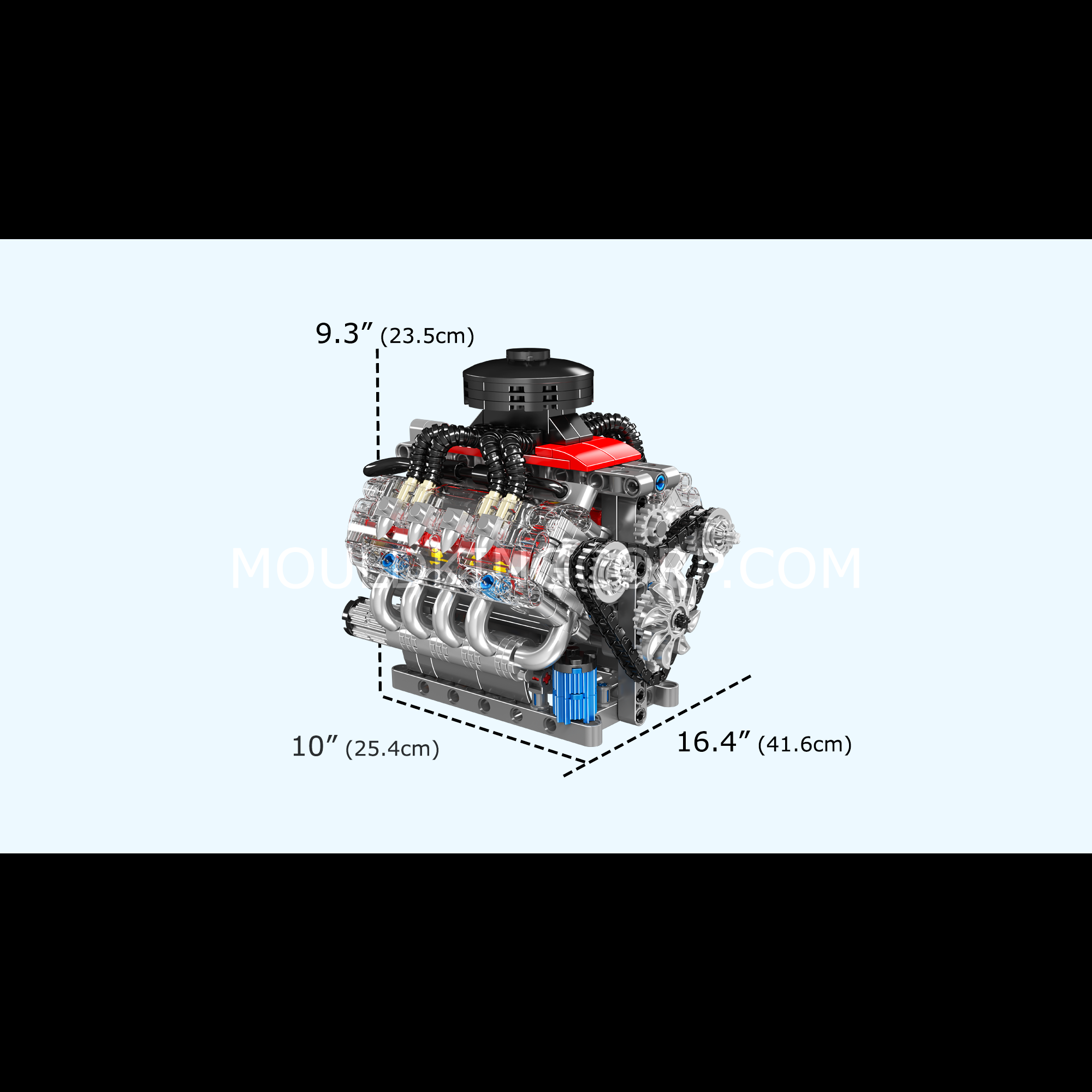 Mould King 10171 Chevy LSX454 Motorized V8 Engine Building Kit - 487 Piece Model Car Engine Set for Adults & Teens | Perfect for STEM Learning, DIY Projects & Car Enthusiasts
