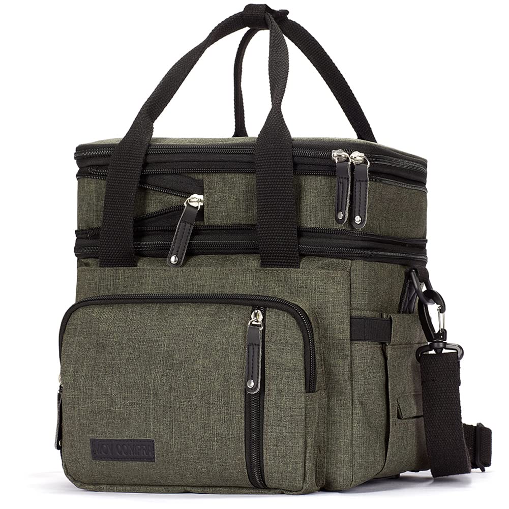 Insulated Lunch Box for Women & Men - Leakproof Cooler Bag for Work, School & Picnic - Army Green Lunch Tote with Thermal Protection - Perfect for Office, Hiking & Outdoor Activities