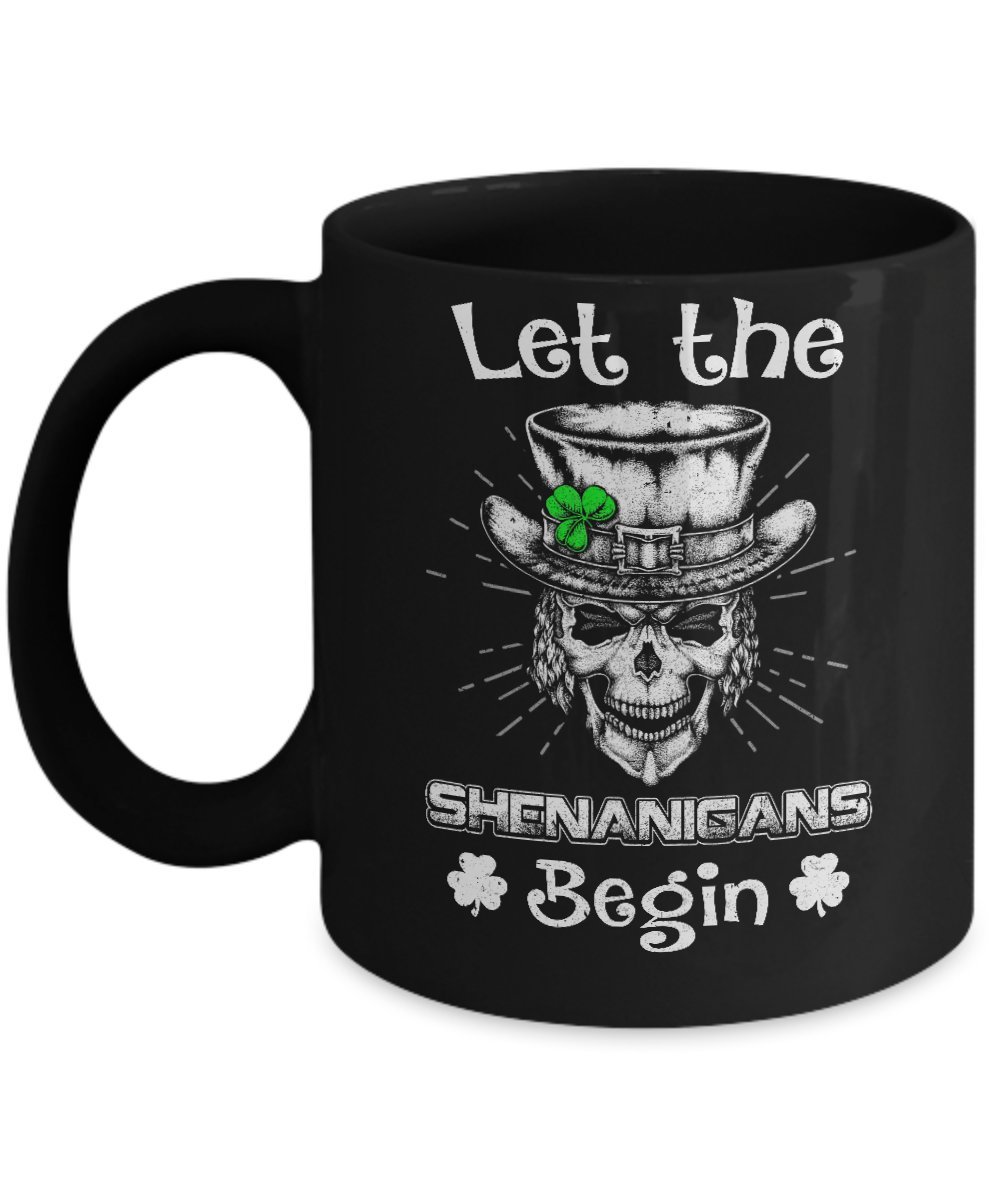 Let The Shenanigans Begin St. Patrick's Day Coffee Mug - 11oz Black Ceramic Cup for Irish-Themed Parties, Office Humor & Holiday Gifts