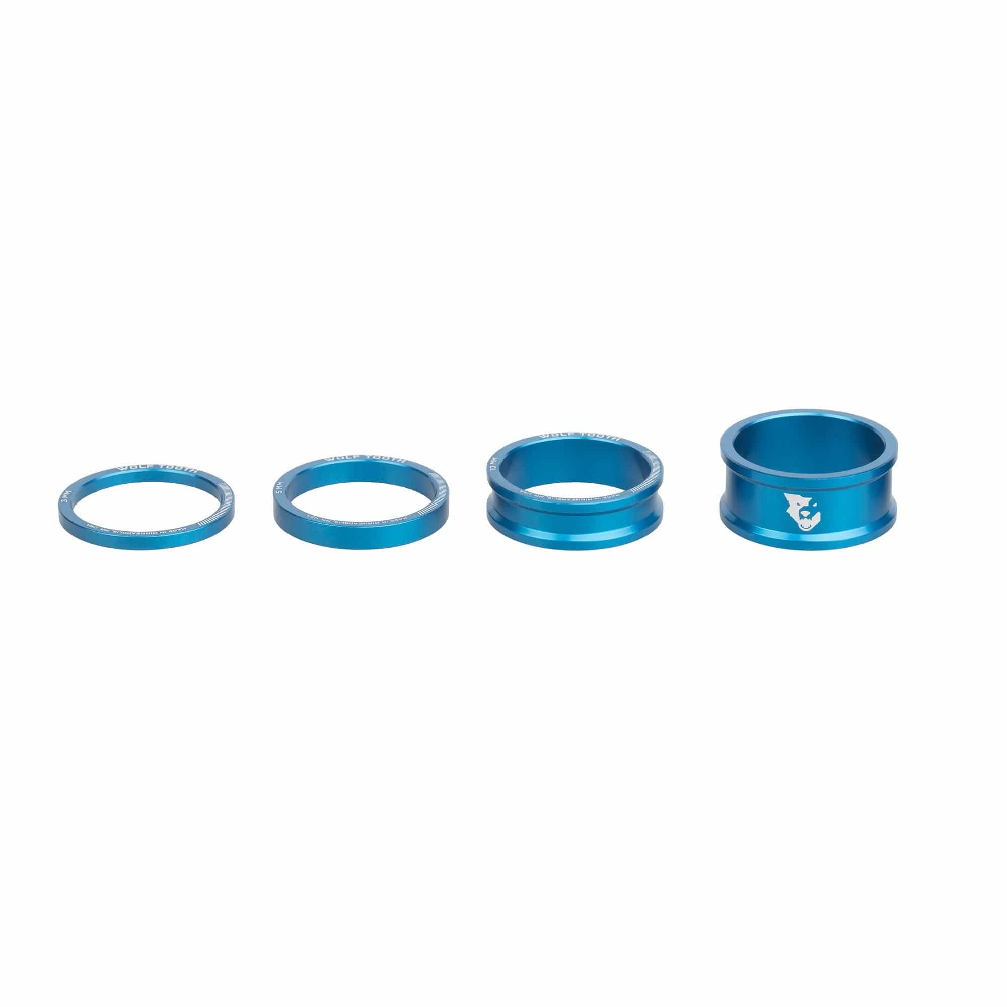 Wolf Tooth Precision Anodized Headset Spacers - Lightweight Bicycle Spacer Kit for MTB & Road Bikes - Durable Aluminum Alloy for Smooth Ride (5mm/10mm/15mm) - Perfect for Bike Upgrades & Maintenance