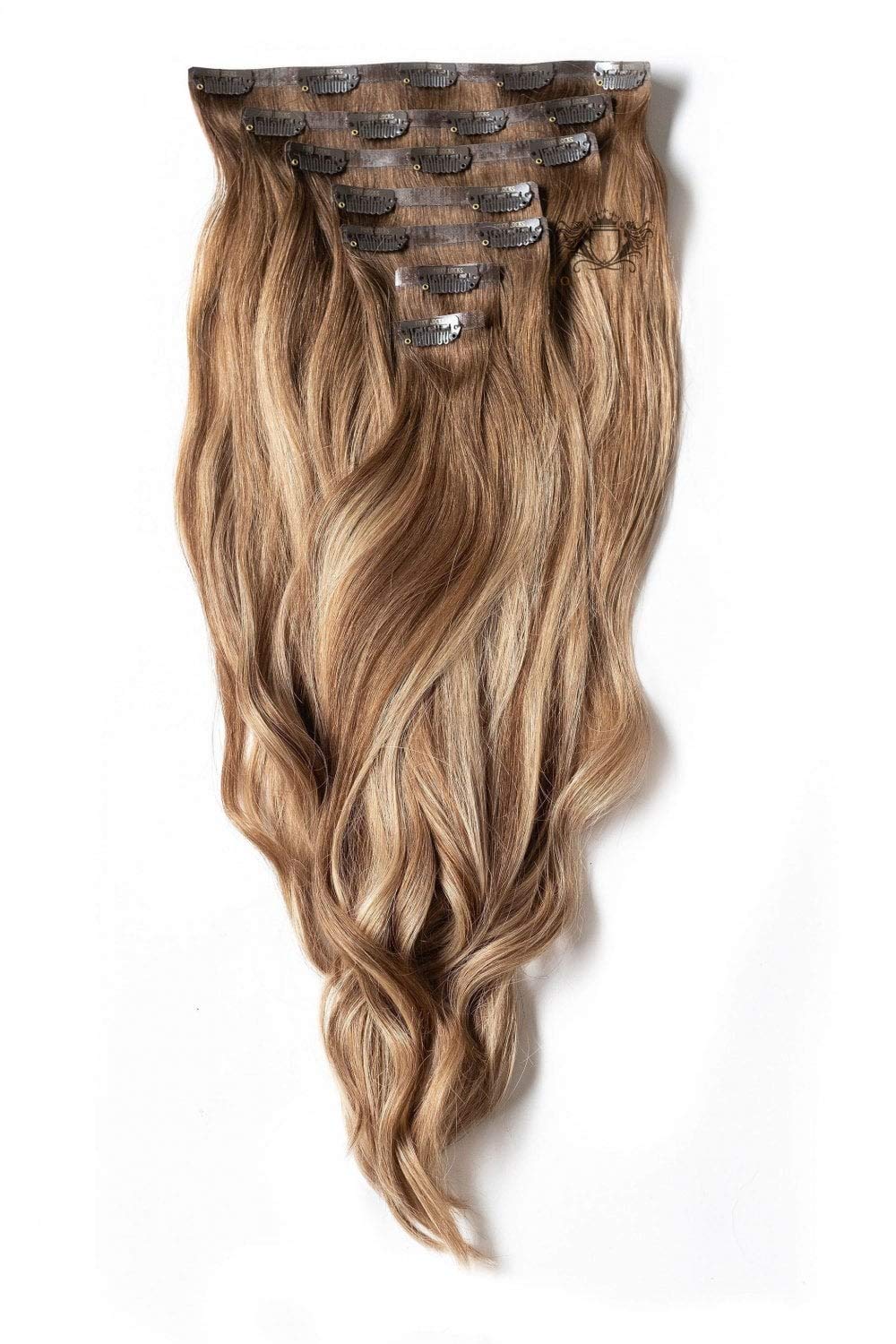 Brondie 20 Inch Seamless Clip-In Human Hair Extensions - 160g Natural Black Rooted Hair for Volume & Length - Perfect for Parties, Weddings & Daily Styling