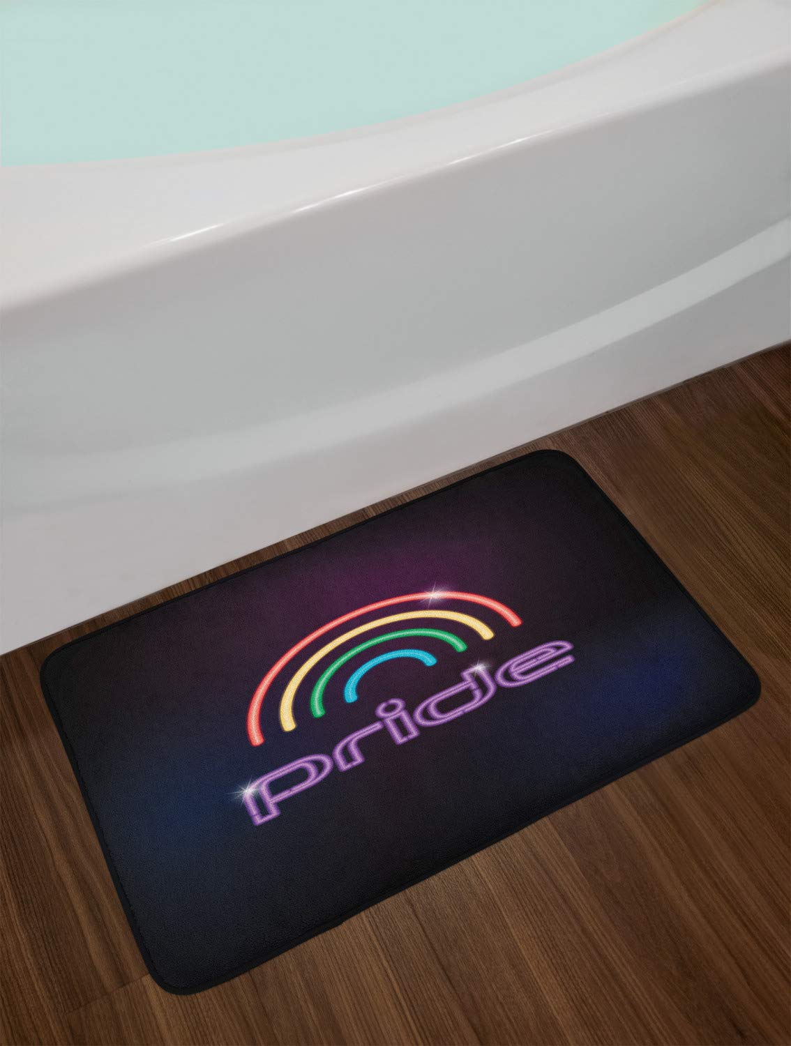 **Ambesonne Pride Bath Mat - Non-Slip Rainbow LGBT Bathroom Rug, 30