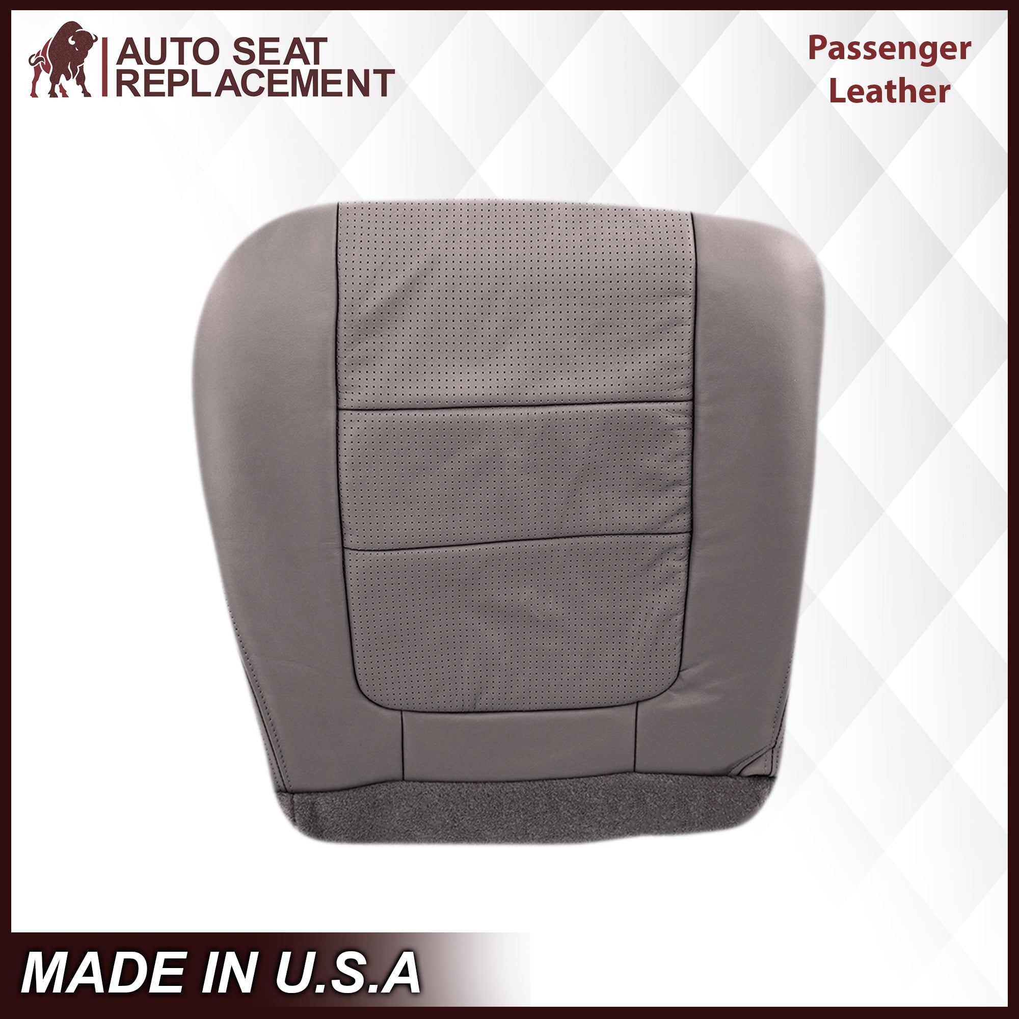 2001 Ford F250 F350 Lariat Perforated Seat Covers - Premium Gray Leather or Vinyl Replacement - Perfect for Truck Upgrades & Road Trips