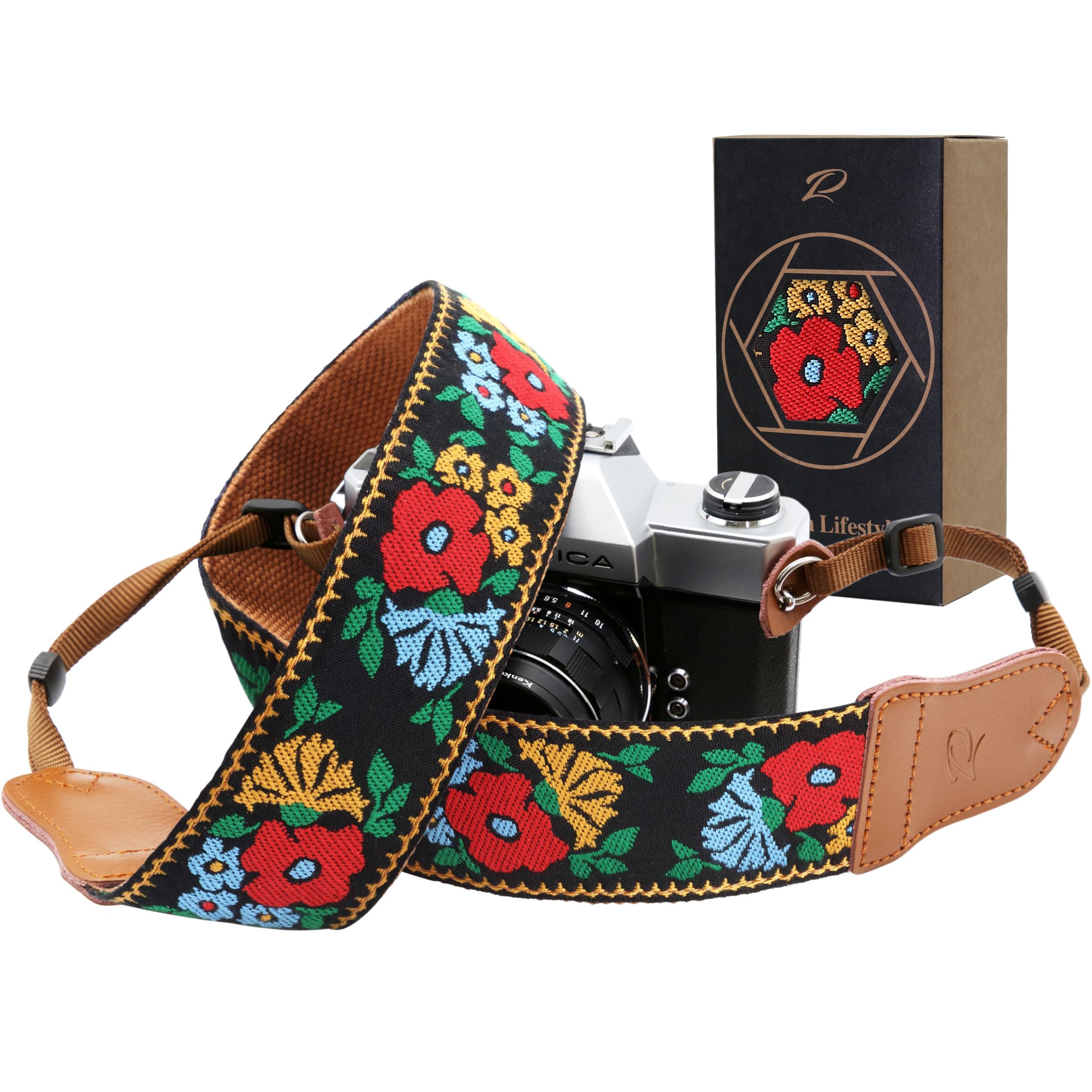 Vintage Floral Embroidered Camera Strap - Adjustable 2