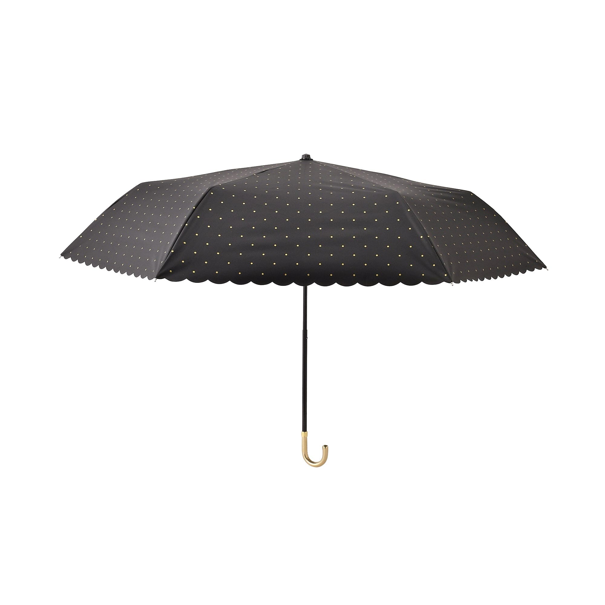 Dot Glitter Heat Cut Folding Umbrella 50cm Black - Compact UV Protection & Waterproof for Women & Men - Perfect for Sunny Days, Rainy Weather, Travel & Outdoor Activities