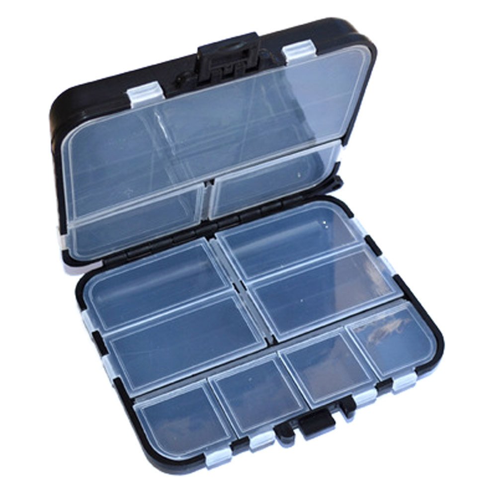 Xipoxipdo 11-Compartment Fishing Hook Storage Box - Small Grid Organizer for Fishing Gear, Bait, and Lures (Black, One Size) - Perfect for Tackle Box Organization and On-the-Go Fishing Trips