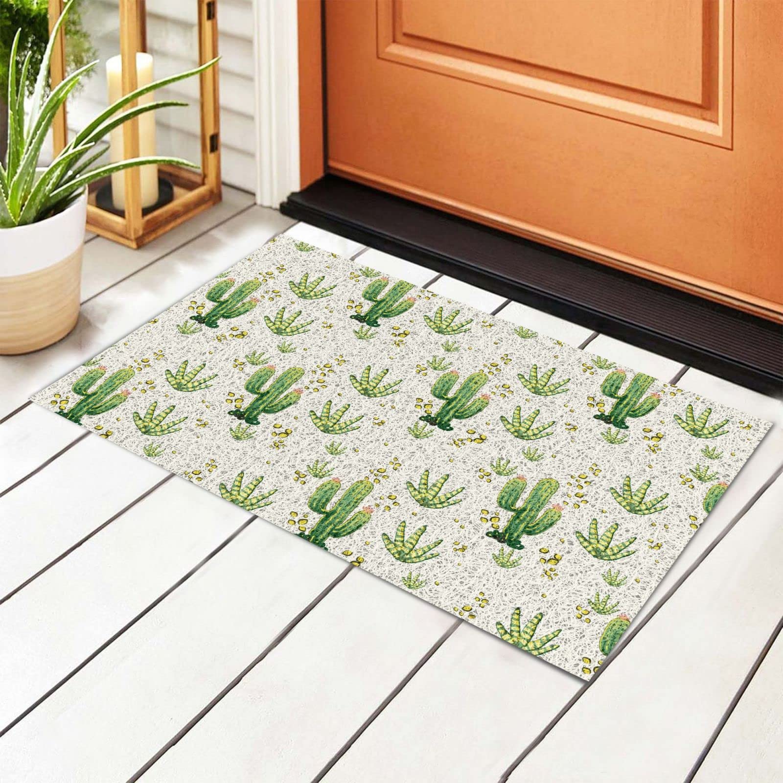 BoeHiop Cactus Welcome Doormat - Non-Slip Absorbent Indoor/Outdoor Rug - Personalized Front Door Mat for Home Decor - Perfect for Entryways, Patios & Porches