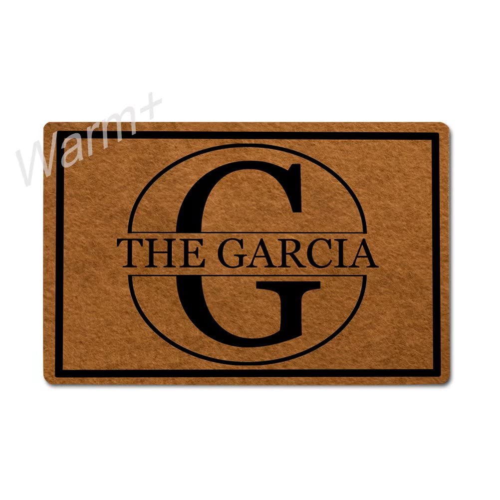 Custom Monogrammed Doormat with Non-Slip Rubber Backing - Personalized Last Name Welcome Mat 23.6