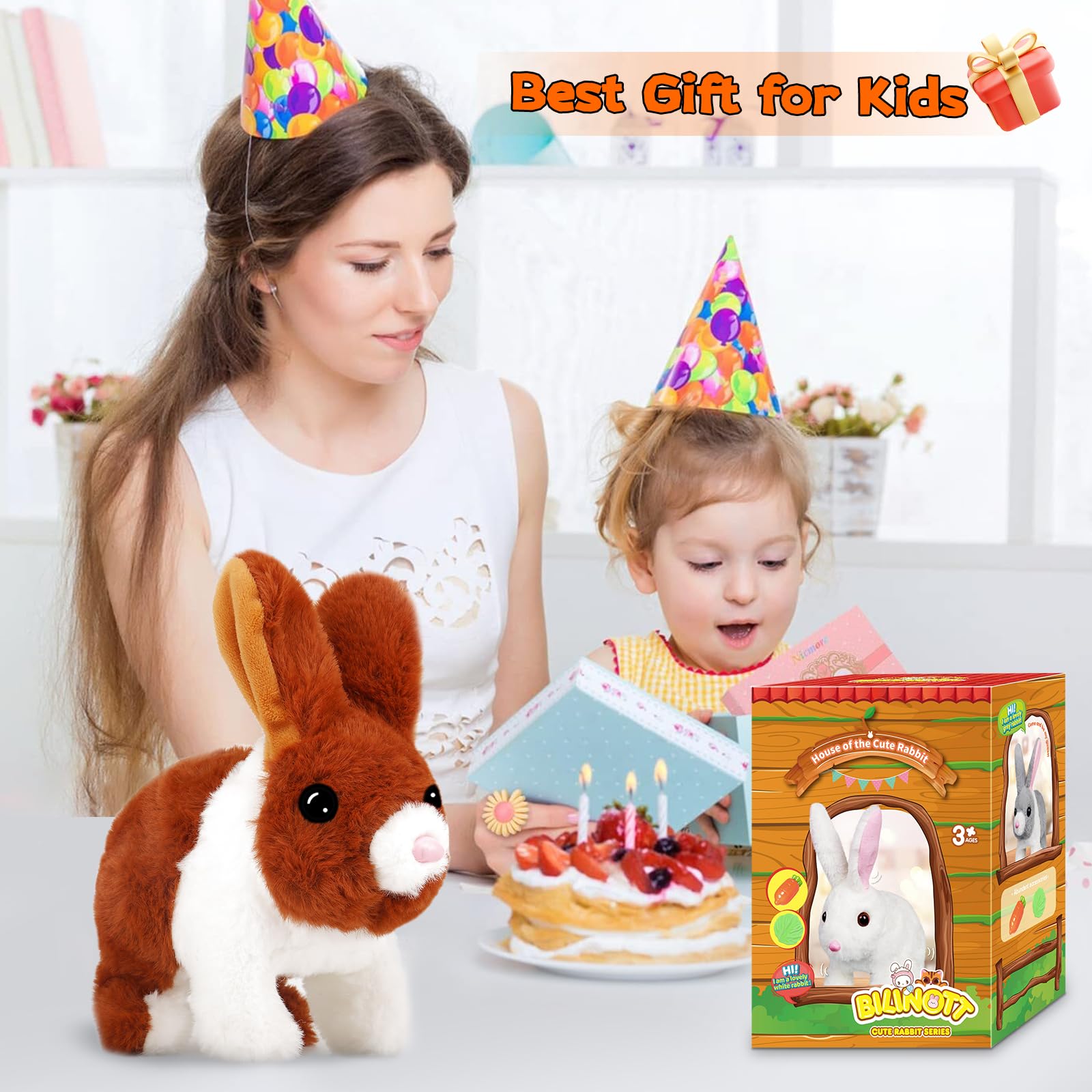 Realistic Jumping Bunny Toy for Kids - Interactive Rabbit Plush with Wiggling Ears & Moving Mouth, Best Easter Birthday Halloween Christmas Gift for Boys Girls Age 3+ | Perfect for Playtime, Nursery Decor & Holiday Celebrations